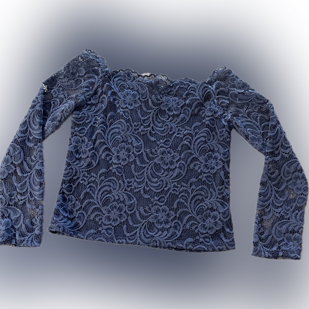 Ambiance Blue Off-the-Shoulder Embellished Blouse